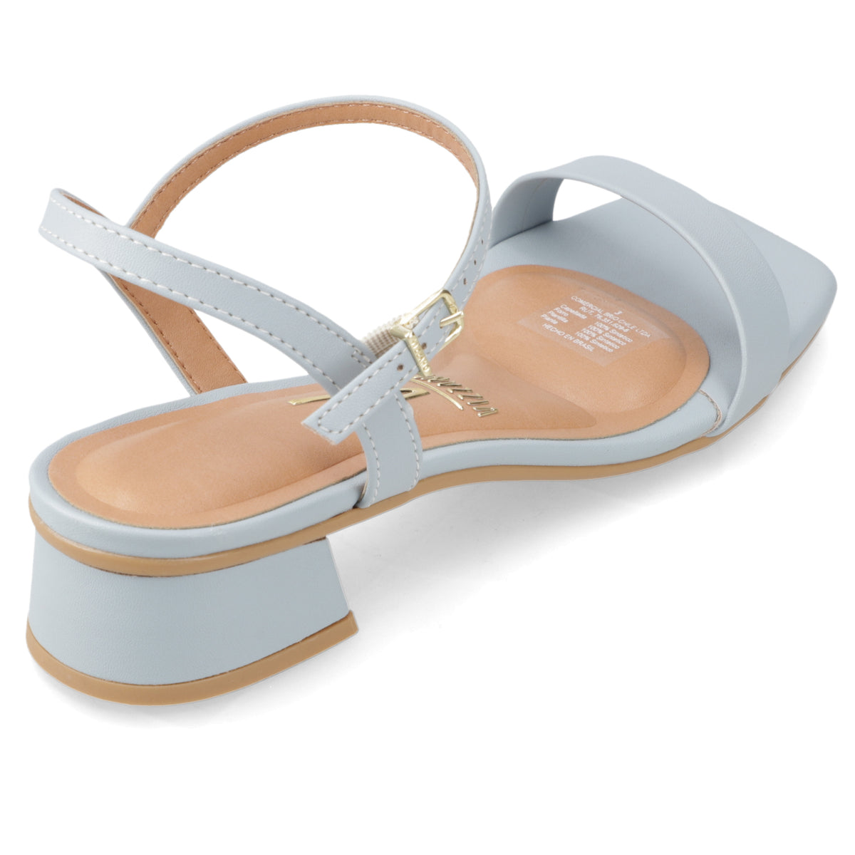 Sandalia Taco Ancho Bajo Celeste Vizzano Ecocuero 35 / Celeste