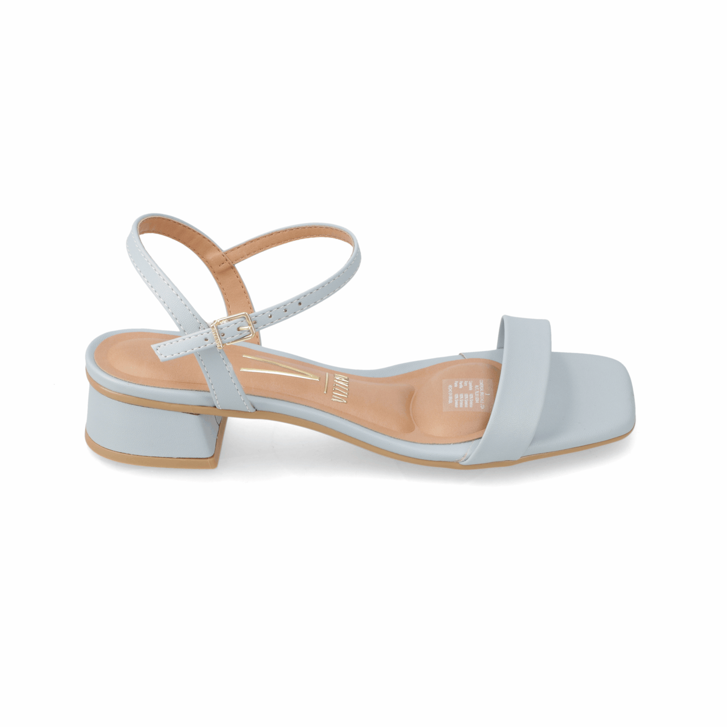 Sandalia Taco Ancho Bajo Celeste Vizzano Ecocuero 35 / Celeste