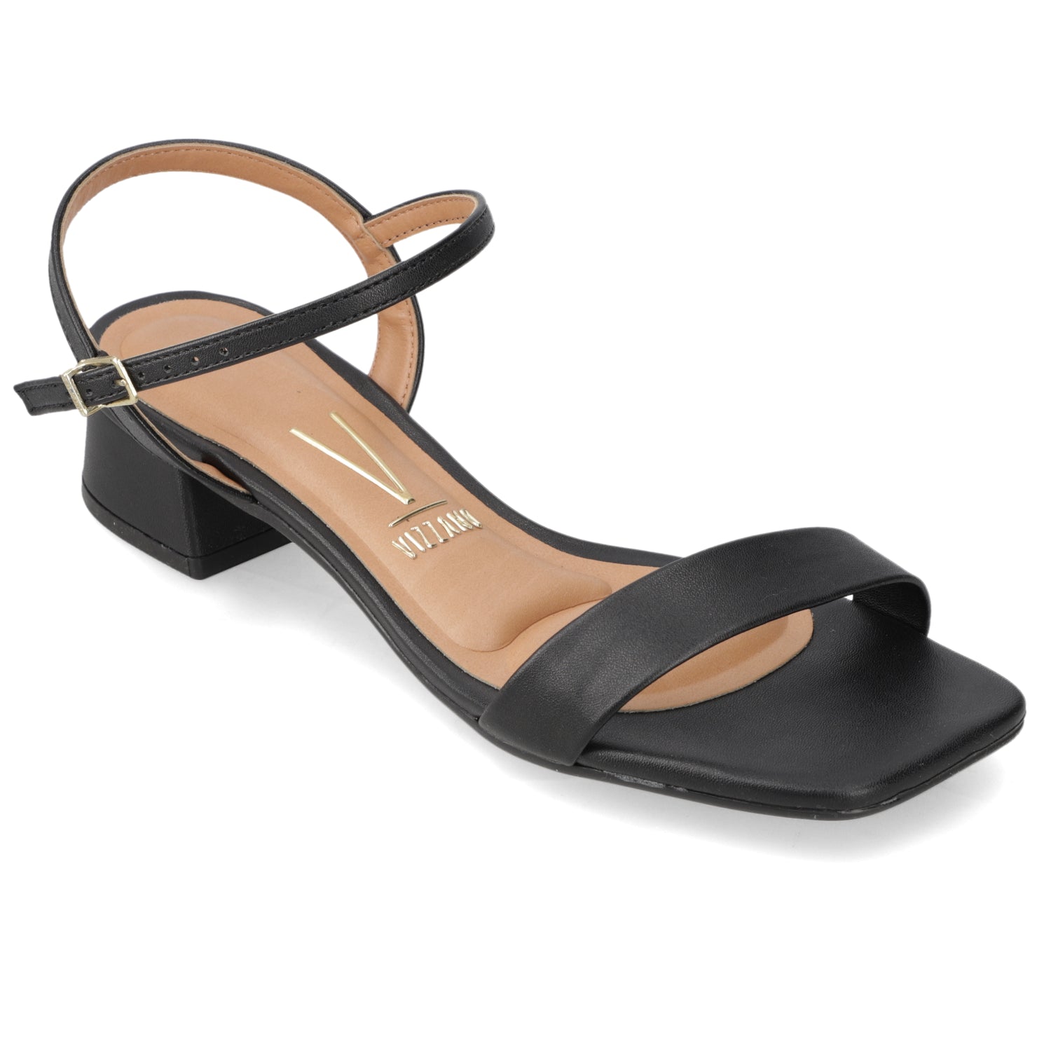 Sandalia Taco Ancho Eco Cuero Negro 35