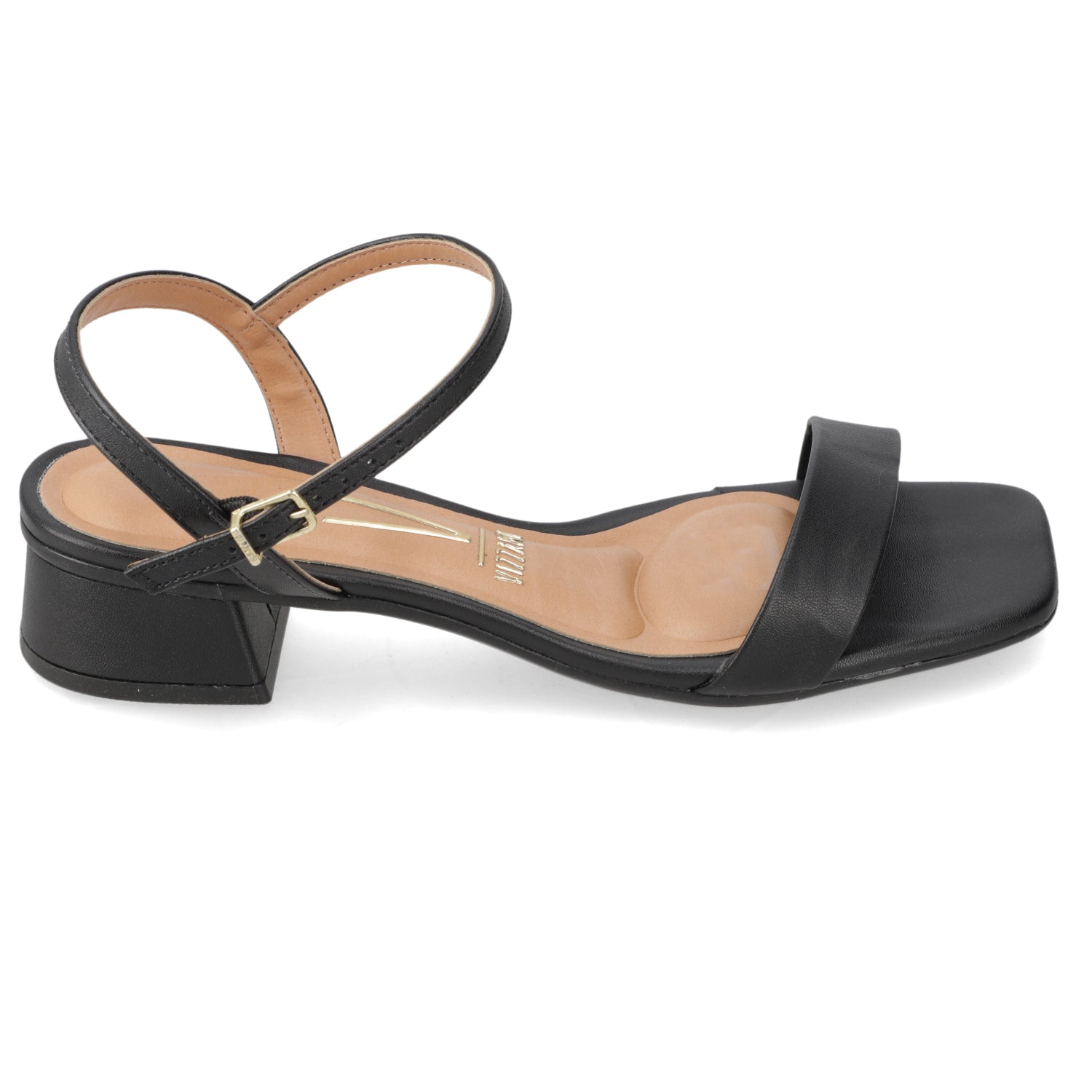 Sandalia Taco Ancho Eco Cuero Negro 35
