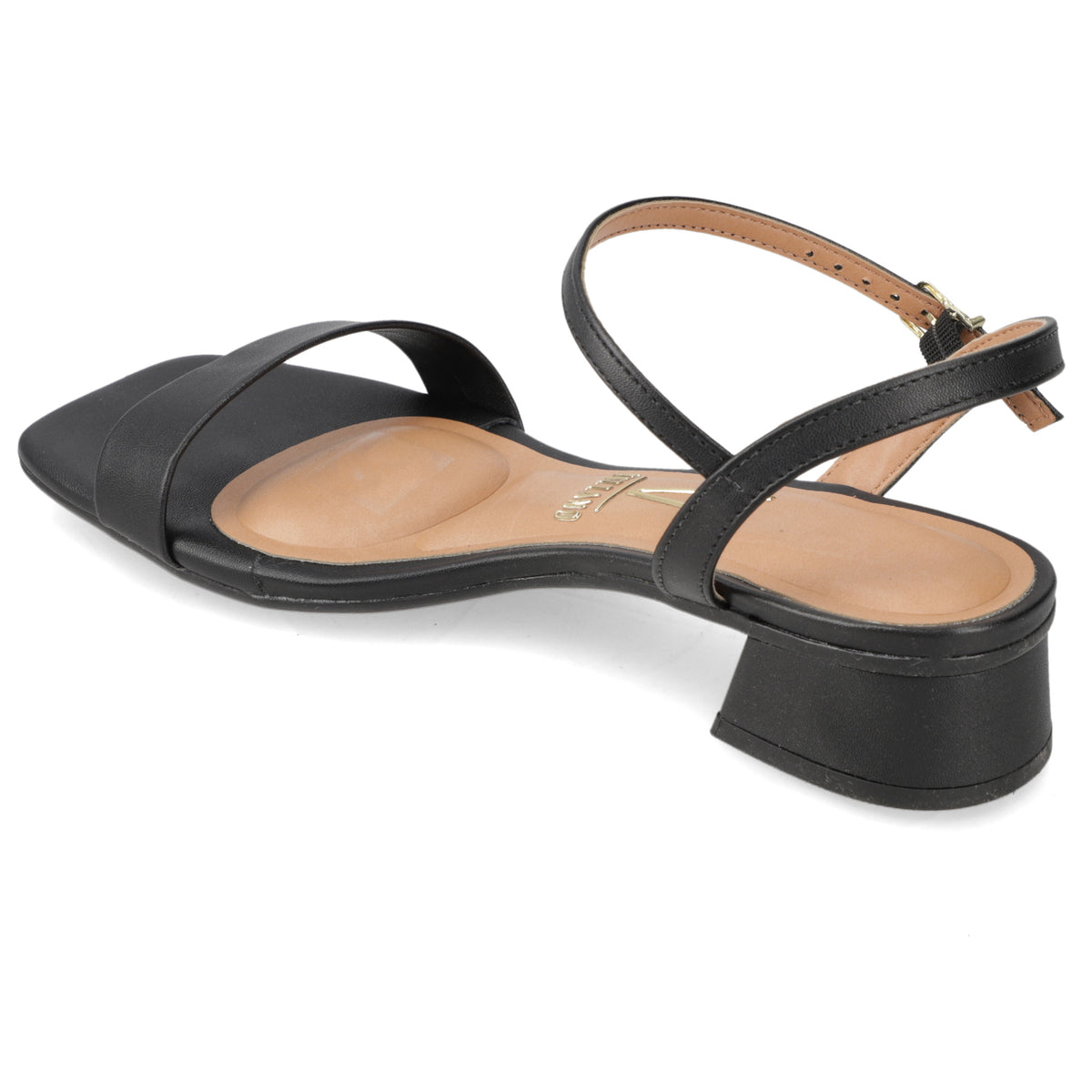 Sandalia Taco Ancho Eco Cuero Negro 35