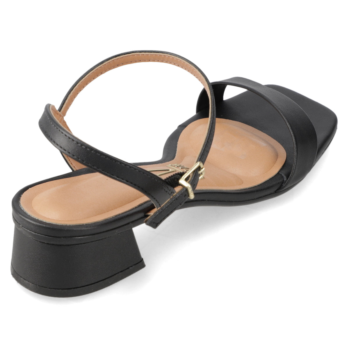 Sandalia Taco Ancho Eco Cuero Negro 35