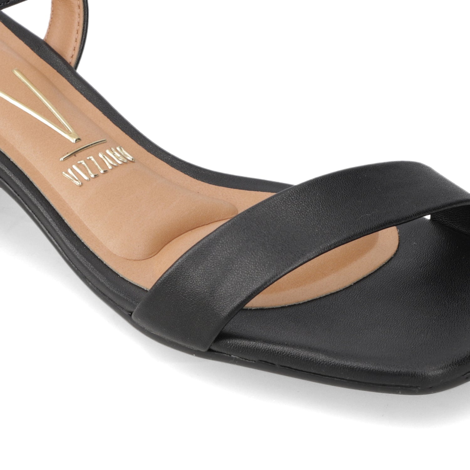 Sandalia Taco Ancho Eco Cuero Negro 35