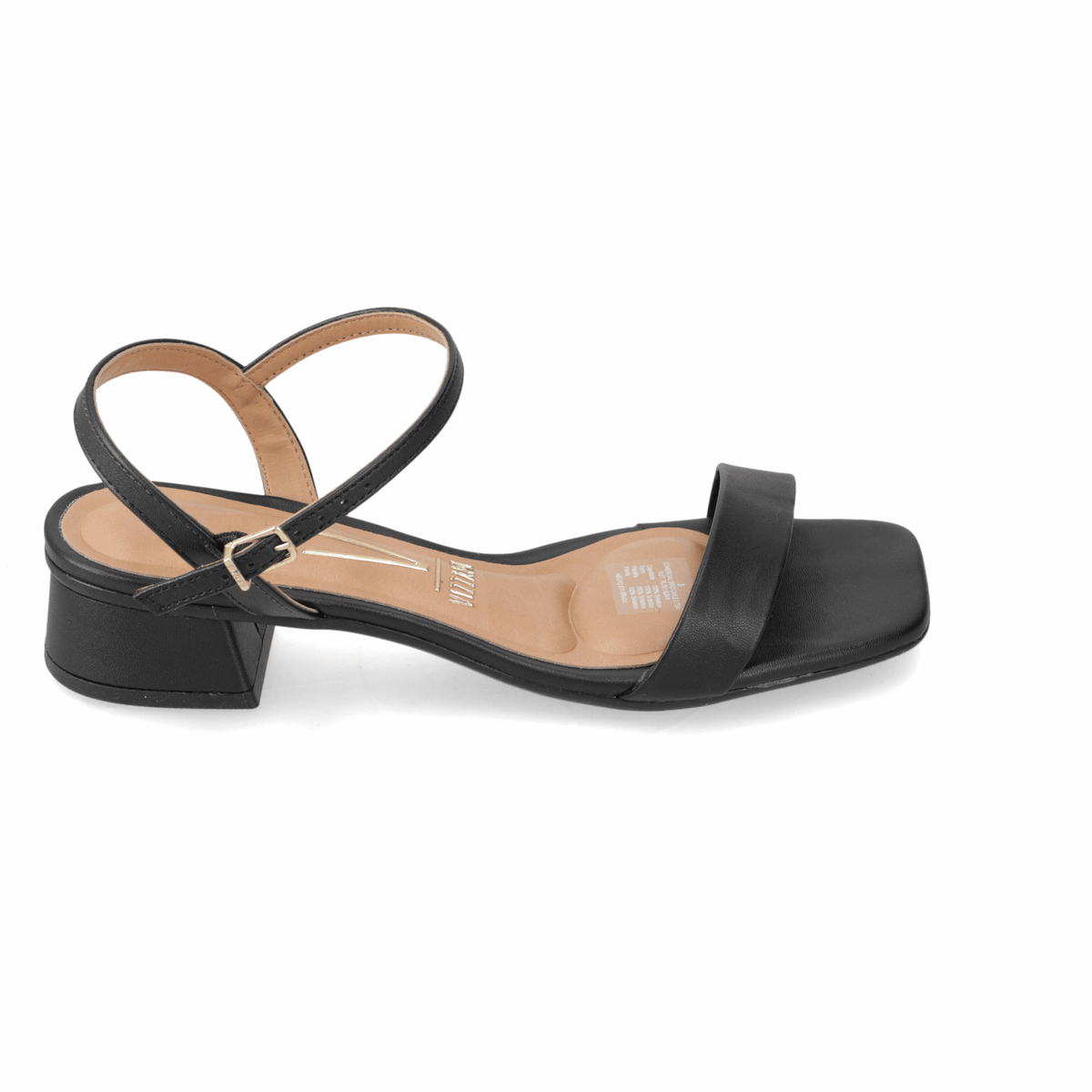 Sandalia Taco Ancho Eco Cuero Negro 35