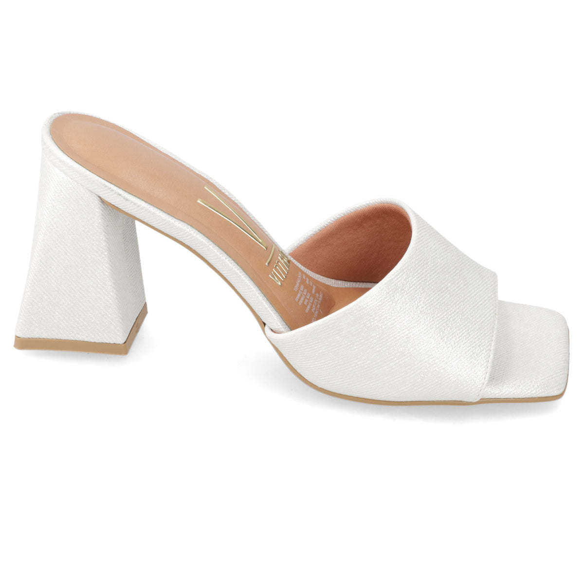 Sandalia Taco Ancho Alto Plateado Vizzano Ecocuero Brillante 34 / Plateado