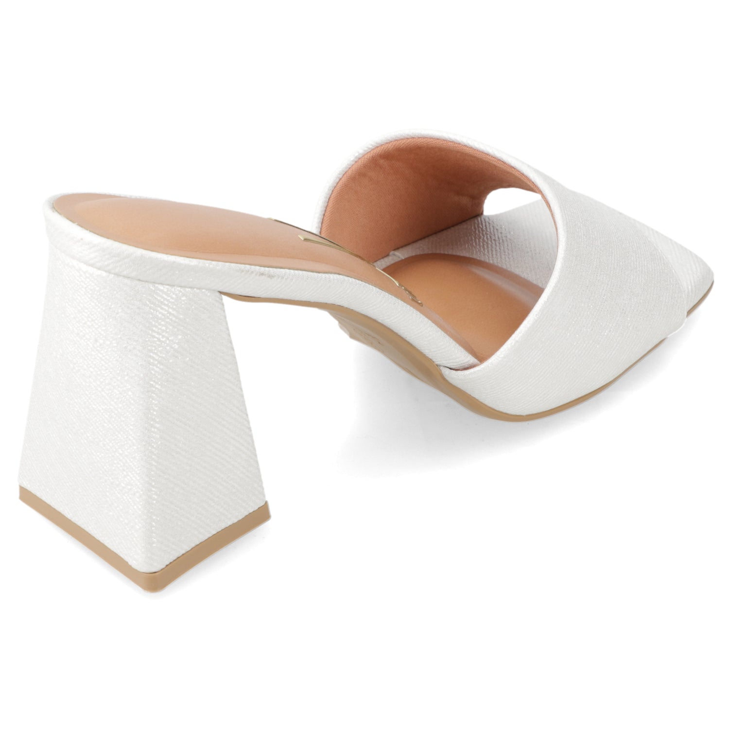 Sandalia Taco Ancho Alto Plateado Vizzano Ecocuero Brillante 34 / Plateado