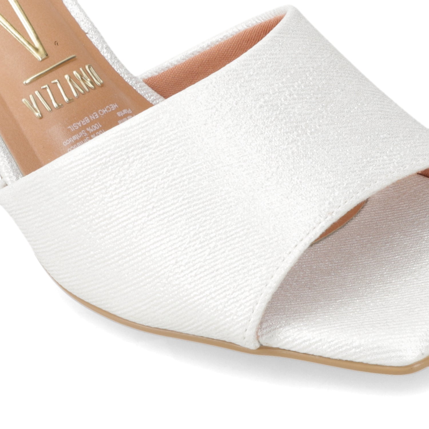 Sandalia Taco Ancho Alto Plateado Vizzano Ecocuero Brillante 34 / Plateado