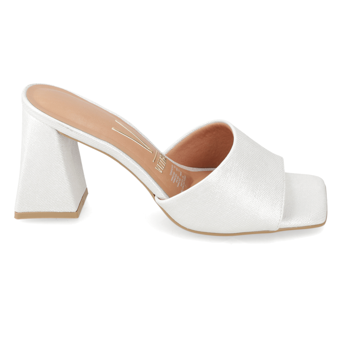 Sandalia Taco Ancho Alto Plateado Vizzano Ecocuero Brillante 34 / Plateado