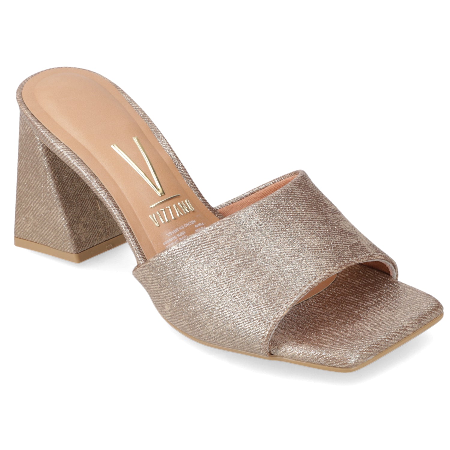 Sandalia Taco Ancho Alto Oro Vizzano Ecocuero Brillante 34 / Oro