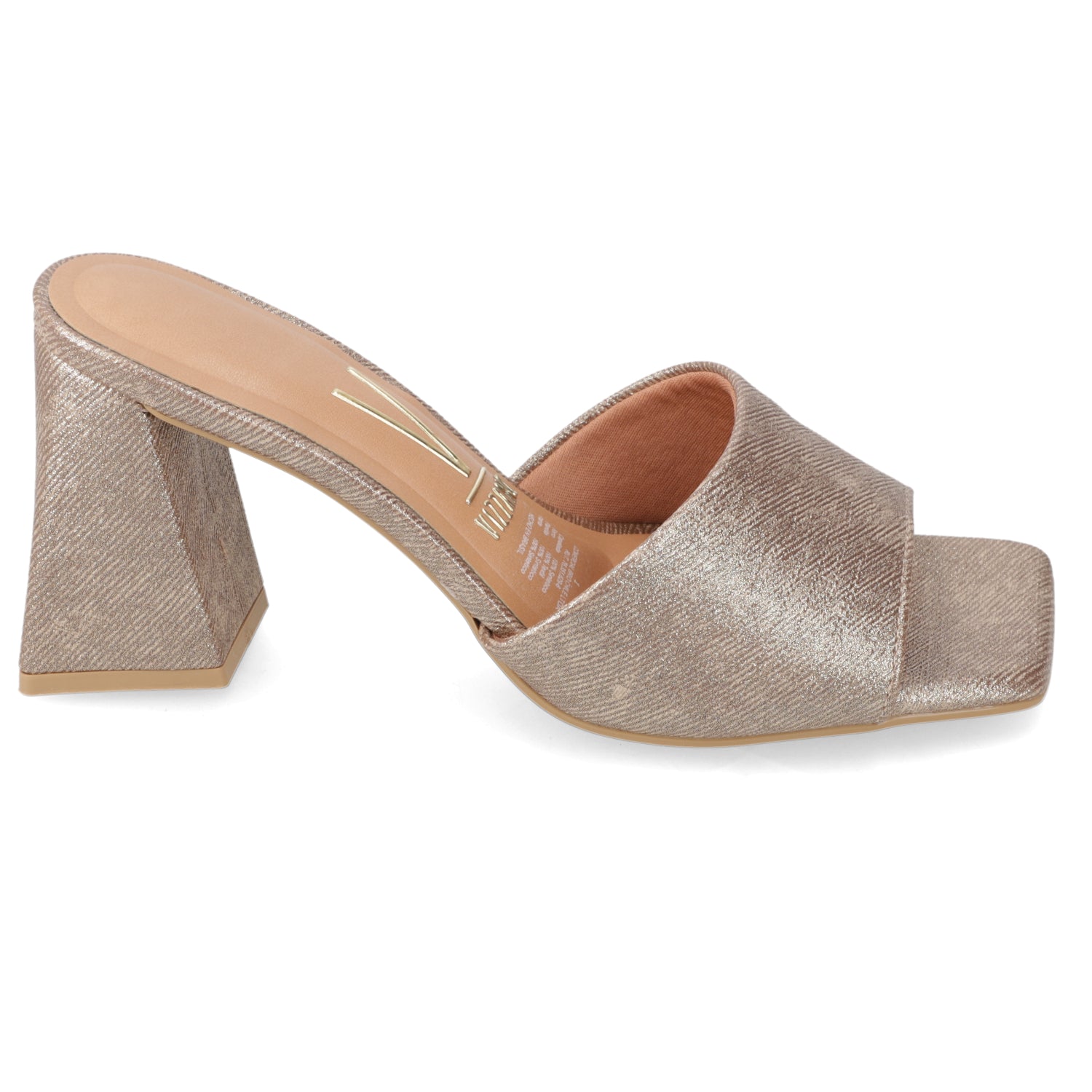 Sandalia Taco Ancho Alto Oro Vizzano Ecocuero Brillante 34 / Oro