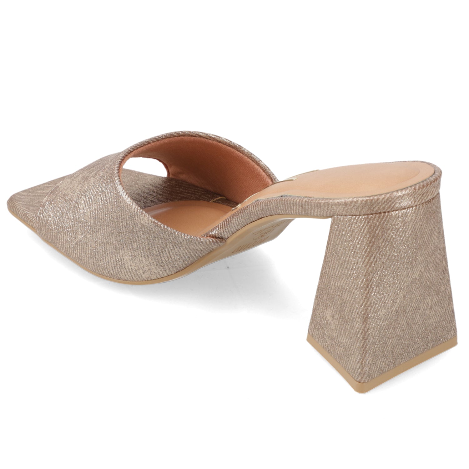 Sandalia Taco Ancho Alto Oro Vizzano Ecocuero Brillante 34 / Oro