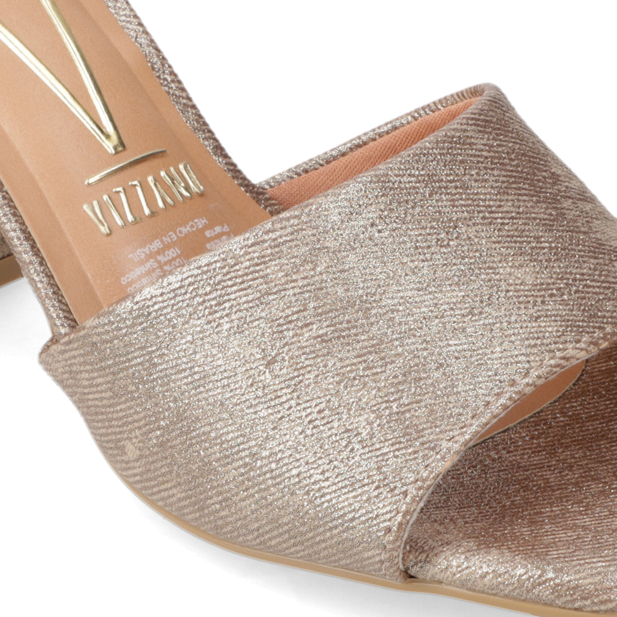 Sandalia Taco Ancho Alto Oro Vizzano Ecocuero Brillante 34 / Oro