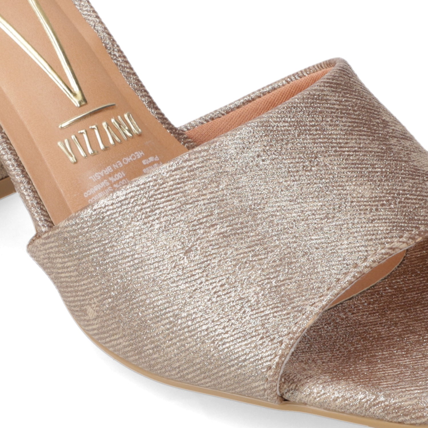 Sandalia Taco Ancho Alto Oro Vizzano Ecocuero Brillante 34 / Oro