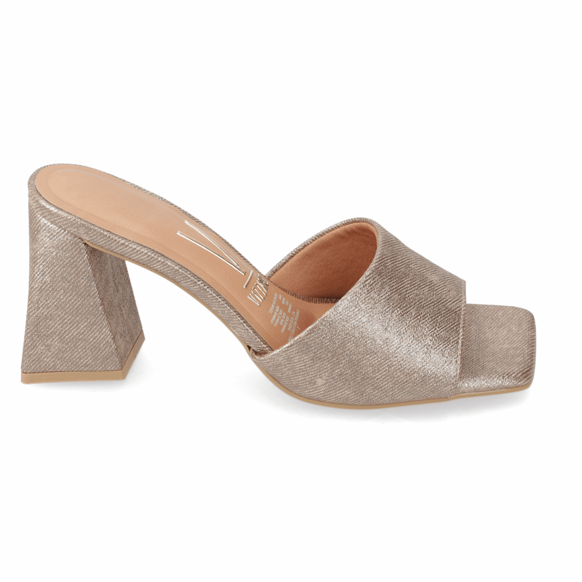 Sandalia Taco Ancho Alto Oro Vizzano Ecocuero Brillante 34 / Oro