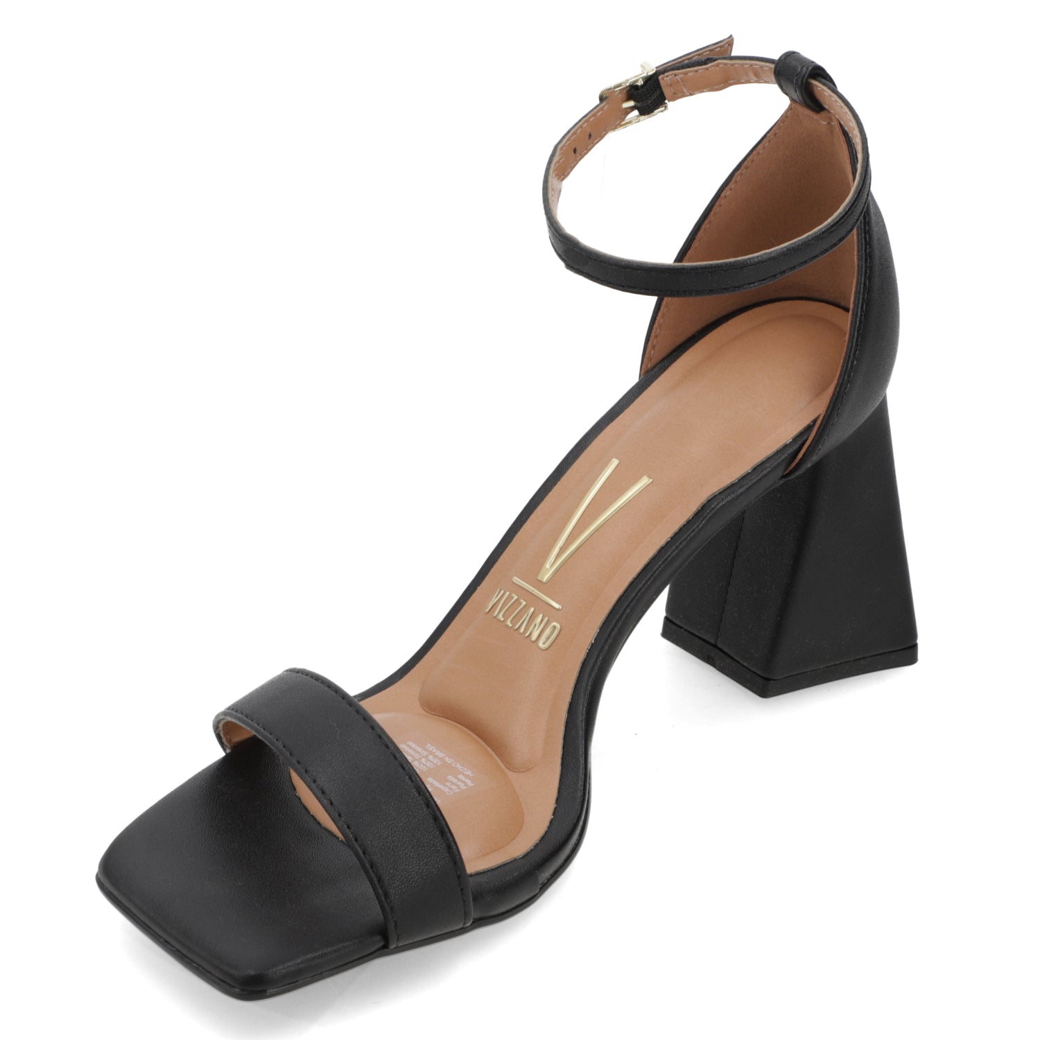 Sandalia Taco Ancho Negro Eco Cuero 35