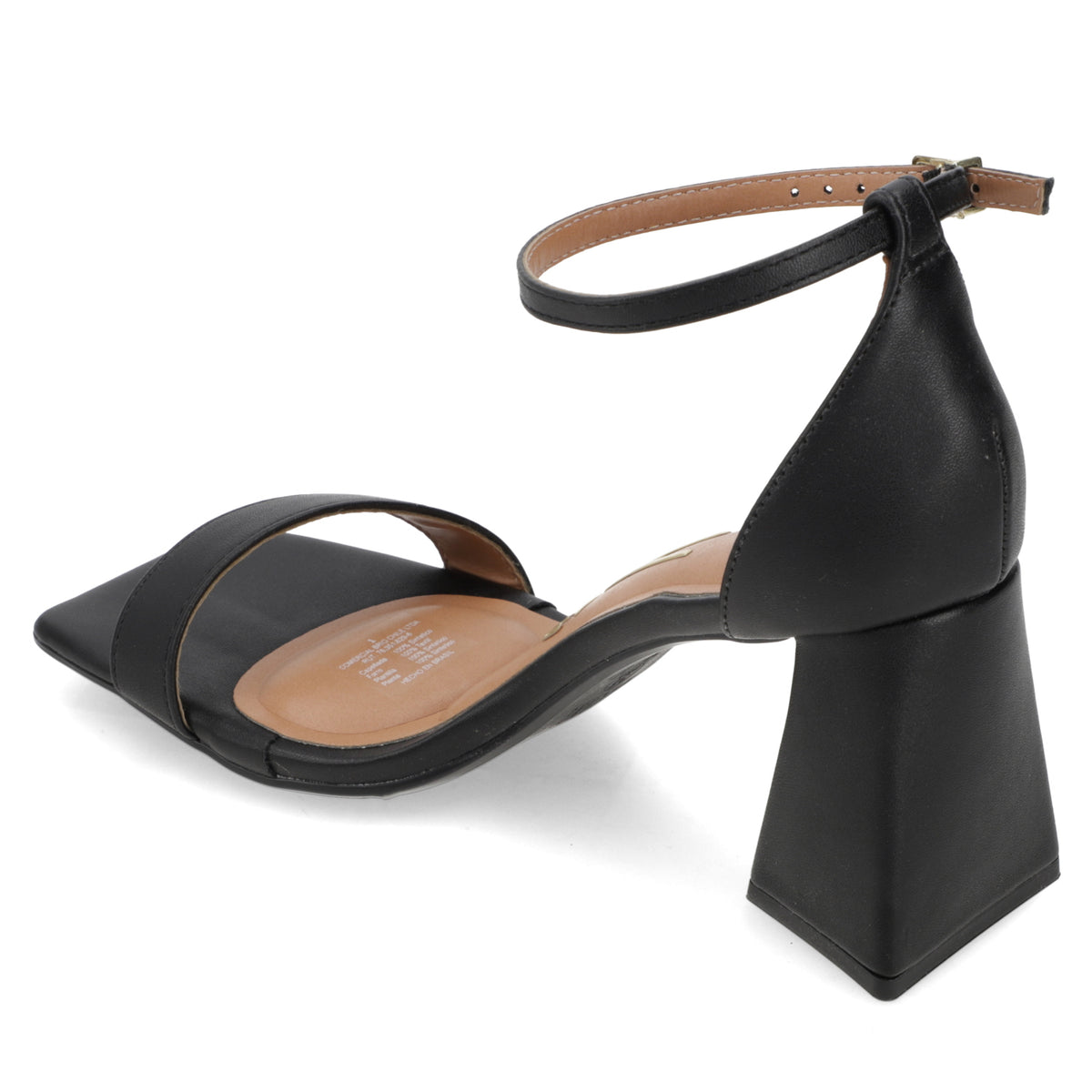 Sandalia Taco Ancho Negro Eco Cuero 35