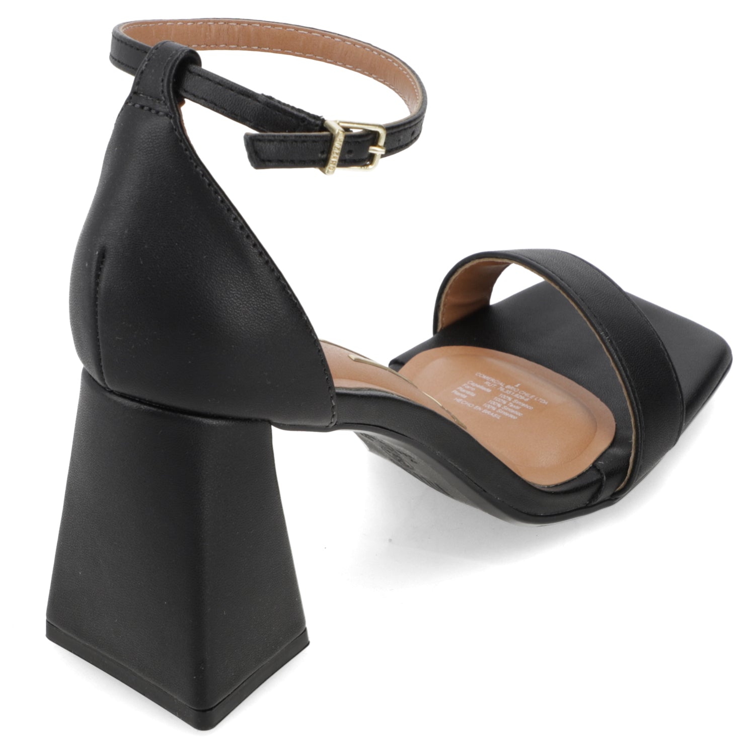 Sandalia Taco Ancho Negro Eco Cuero 35