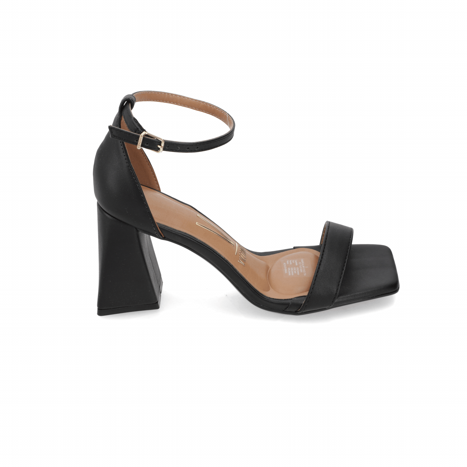 Sandalia Taco Ancho Negro Eco Cuero 35