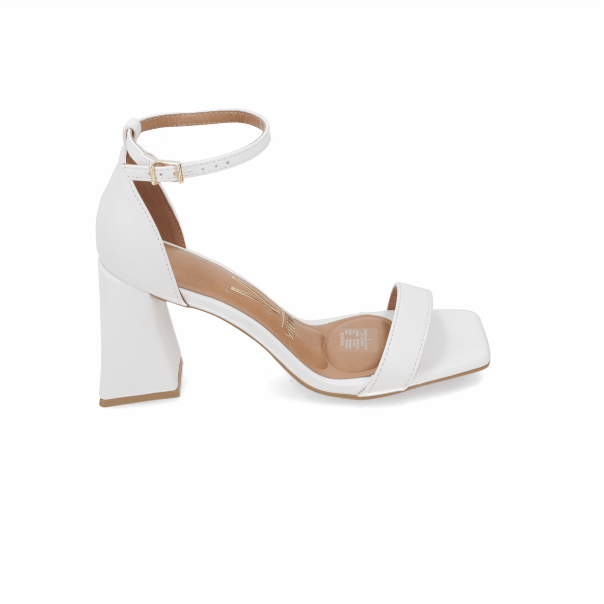 Sandalia Taco Ancho Eco Cuero Blanco 35 / Blanco