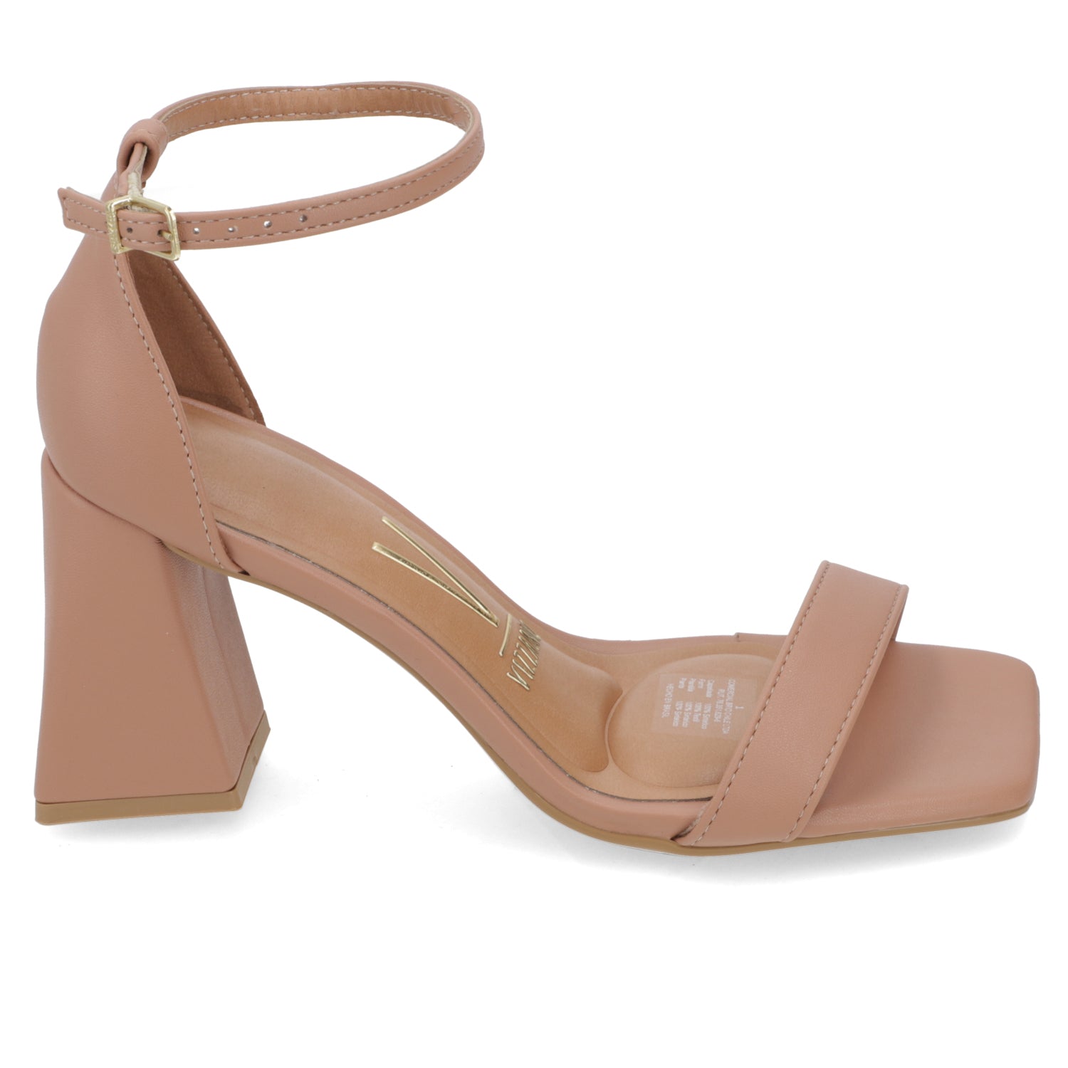 Sandalia Taco Ancho Eco Cuero Nude 35