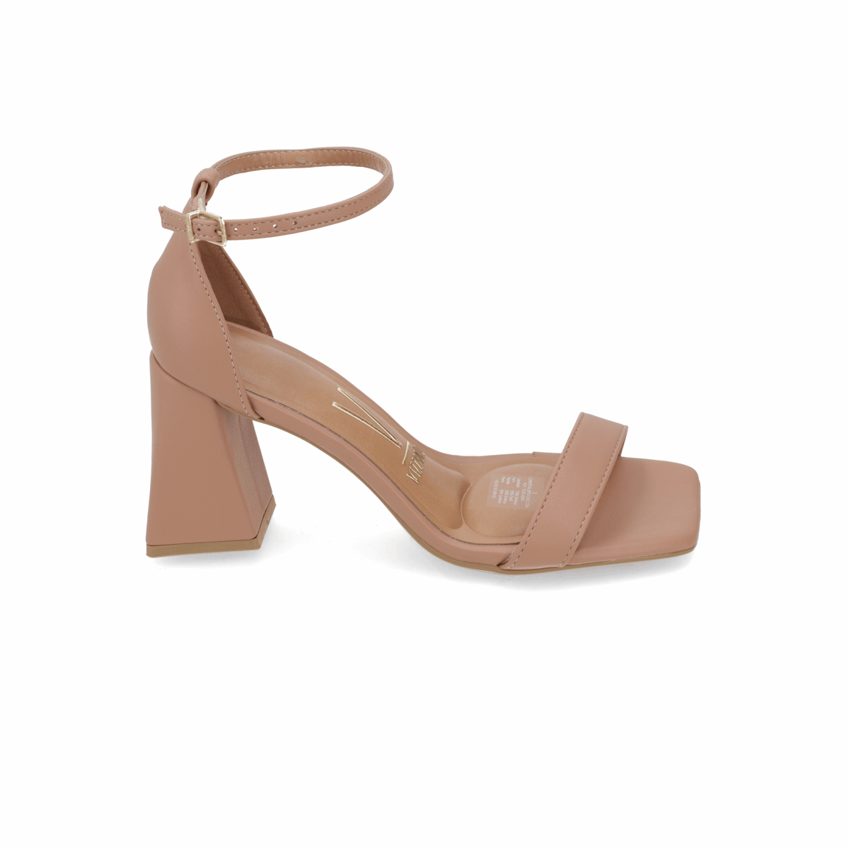 Sandalia Taco Ancho Eco Cuero Nude 35