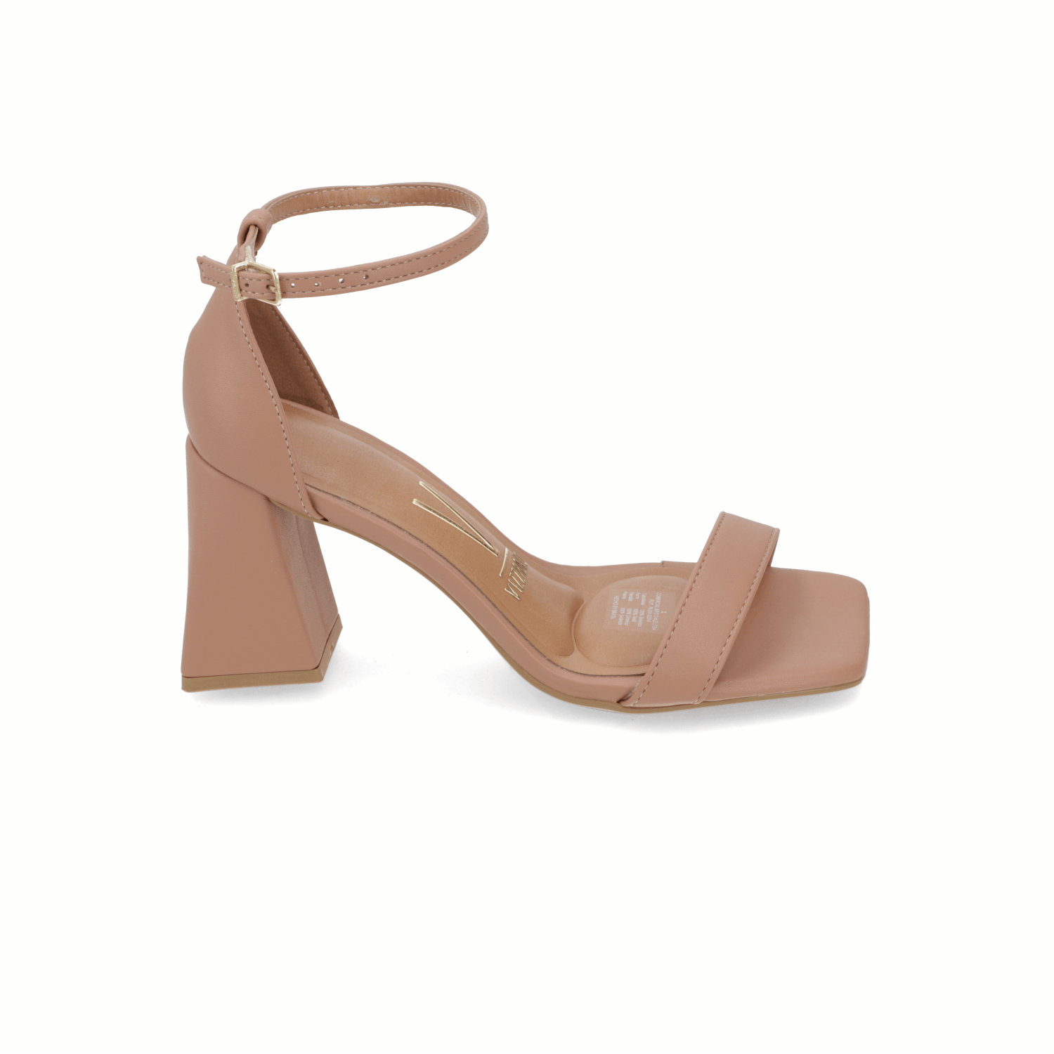Sandalia Taco Ancho Eco Cuero Nude 35