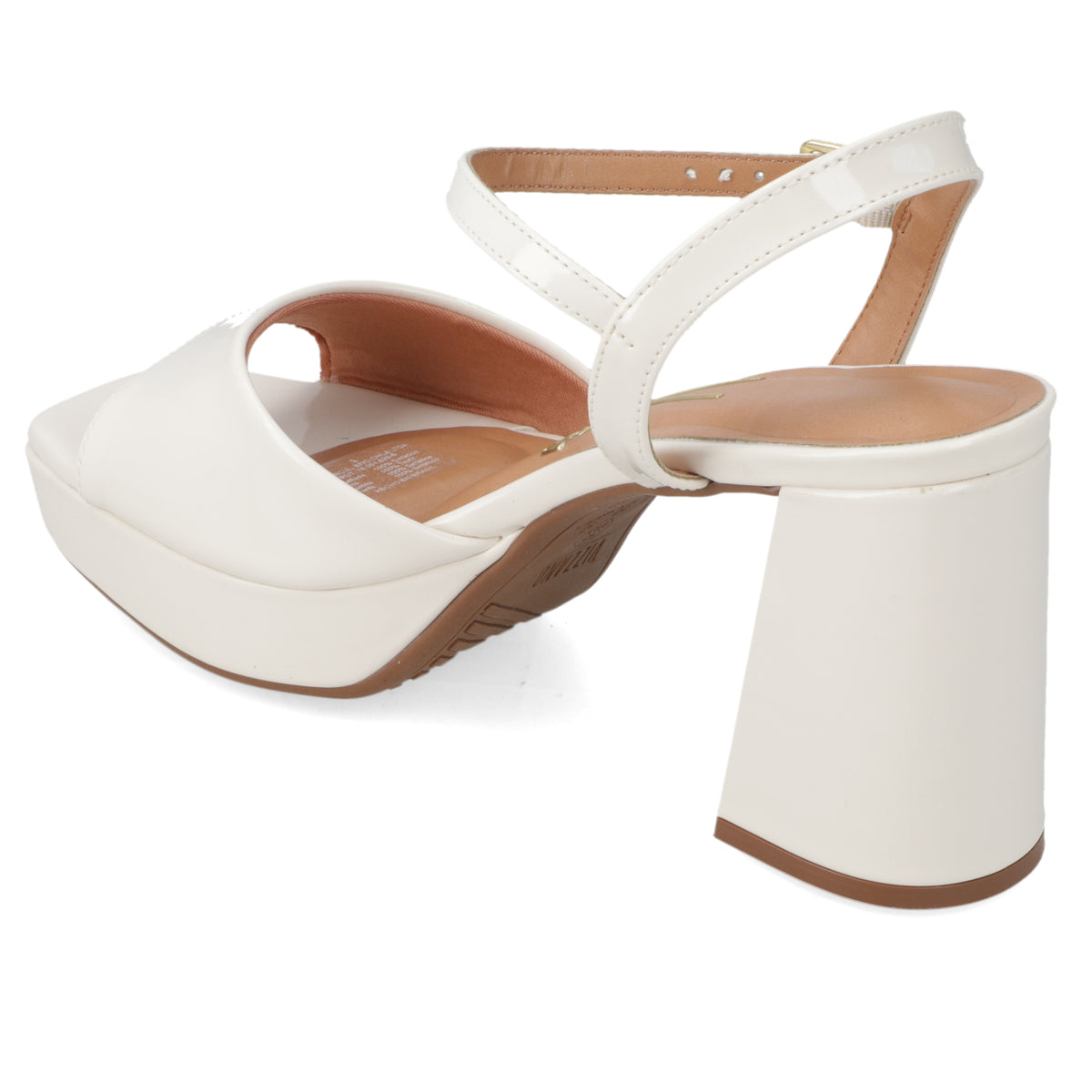 Sandalia Taco Ancho Alto Blanco OFF Vizzano Efecto Charol 35 / Blanco