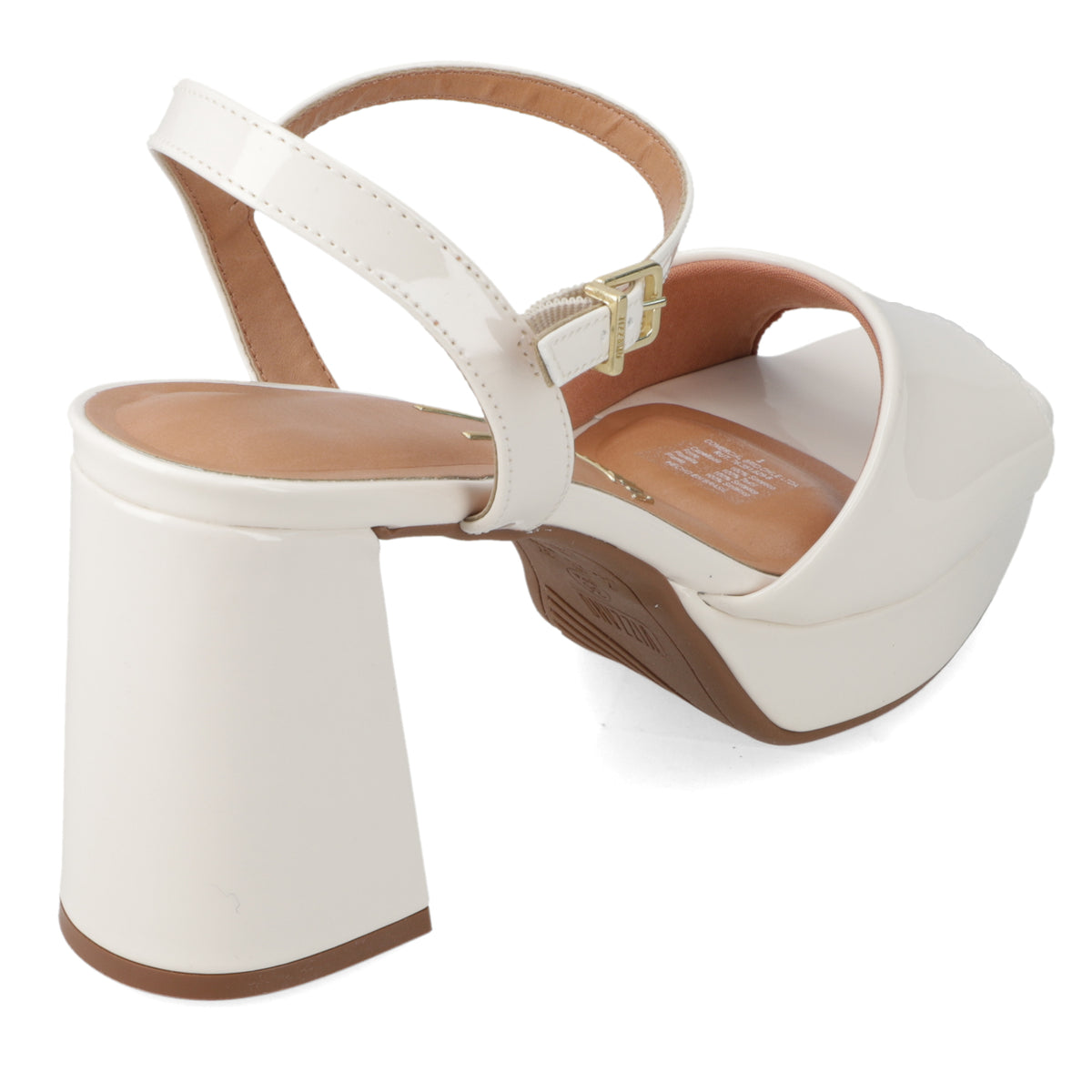 Sandalia Taco Ancho Alto Blanco OFF Vizzano Efecto Charol 35 / Blanco