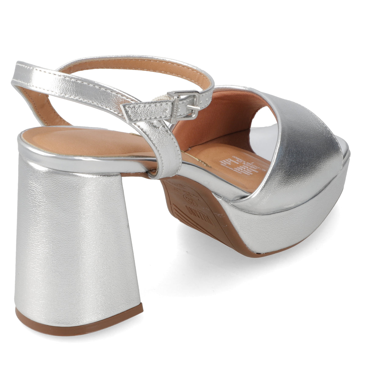 Sandalia Taco Ancho Plateada Vizzano 34 / Plateado