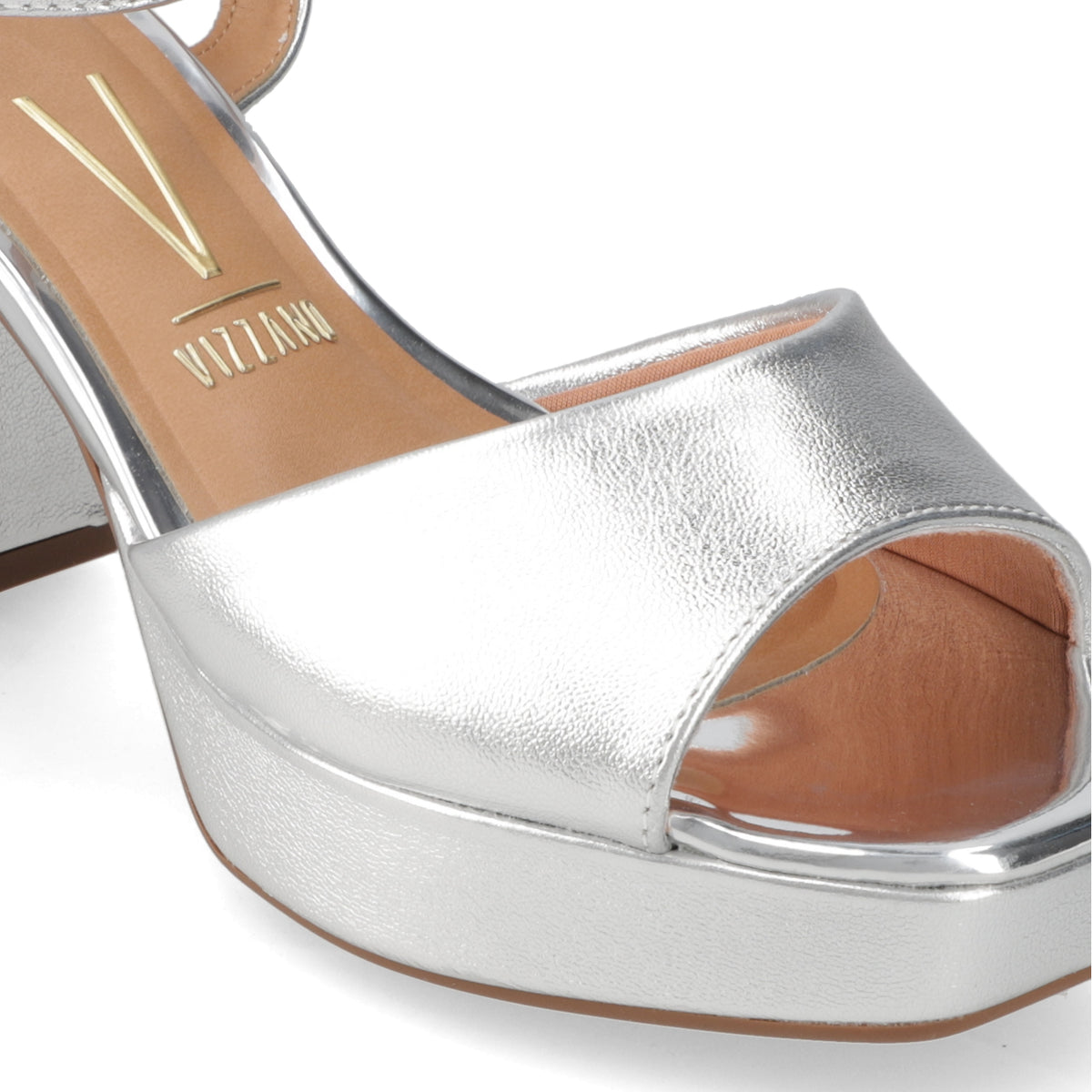 Sandalia Taco Ancho Plateada Vizzano 34 / Plateado