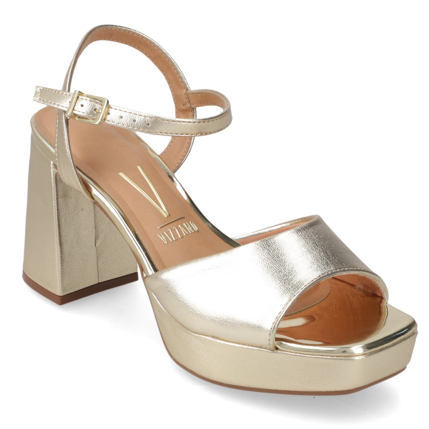 Sandalia Taco Ancho Dorada Vizzano 34 / Dorado