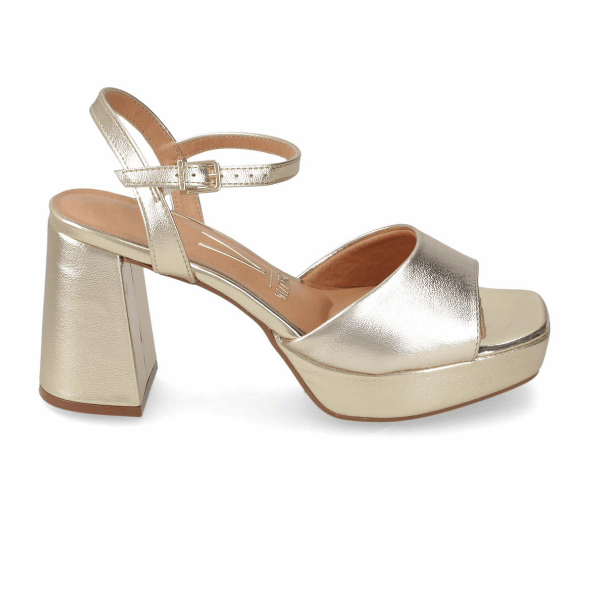 Sandalia Taco Ancho Dorada Vizzano 34 / Dorado