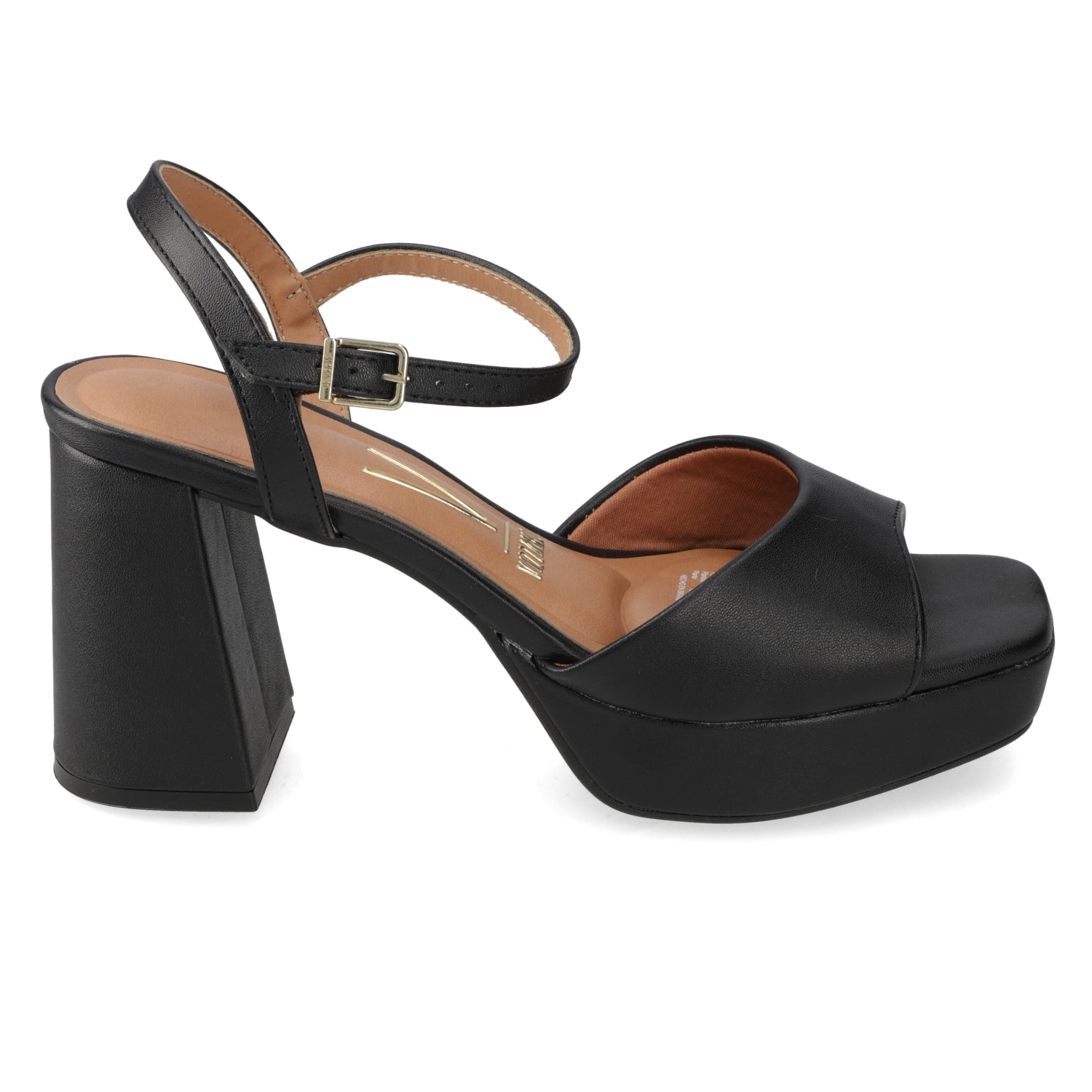 Sandalia Taco Ancho Eco Cuero Negro 35 / Negro