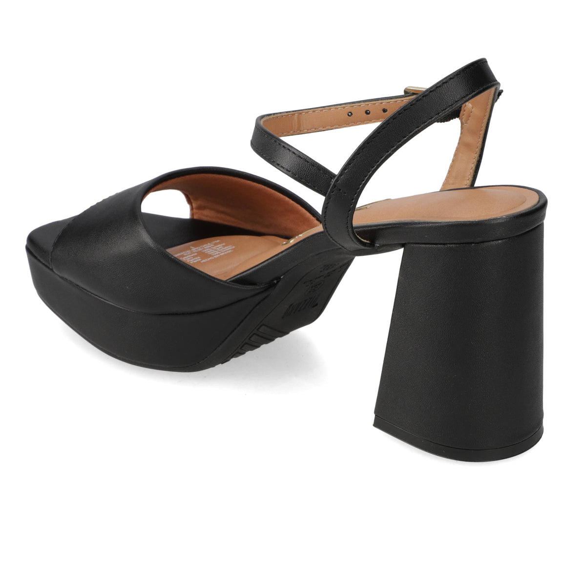 Sandalia Taco Ancho Eco Cuero Negro 35 / Negro