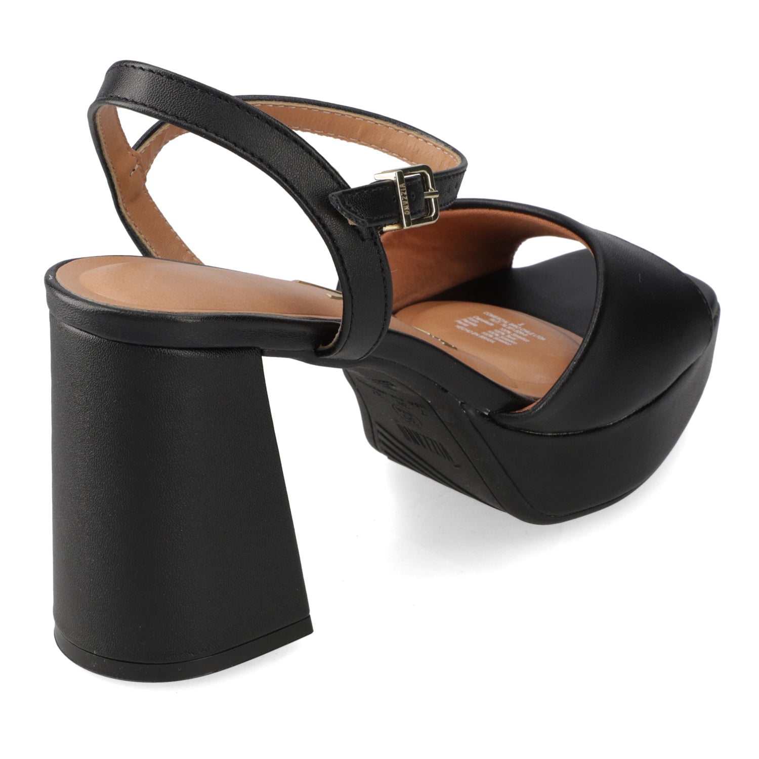 Sandalia Taco Ancho Eco Cuero Negro 35 / Negro