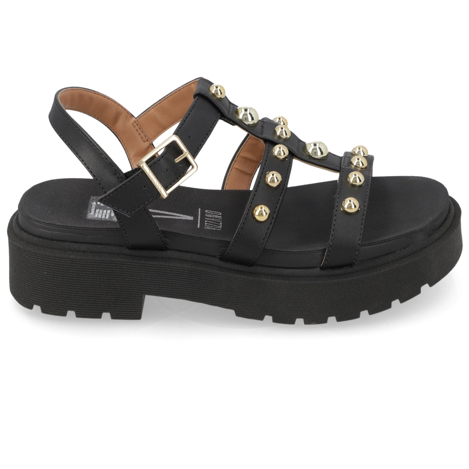 Sandalia Plataforma Negro Vizzano Ecocuero 35 / Negro