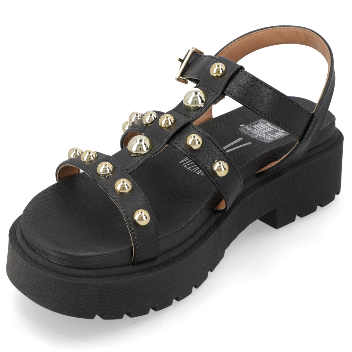 Sandalia Plataforma Negro Vizzano Ecocuero 35 / Negro