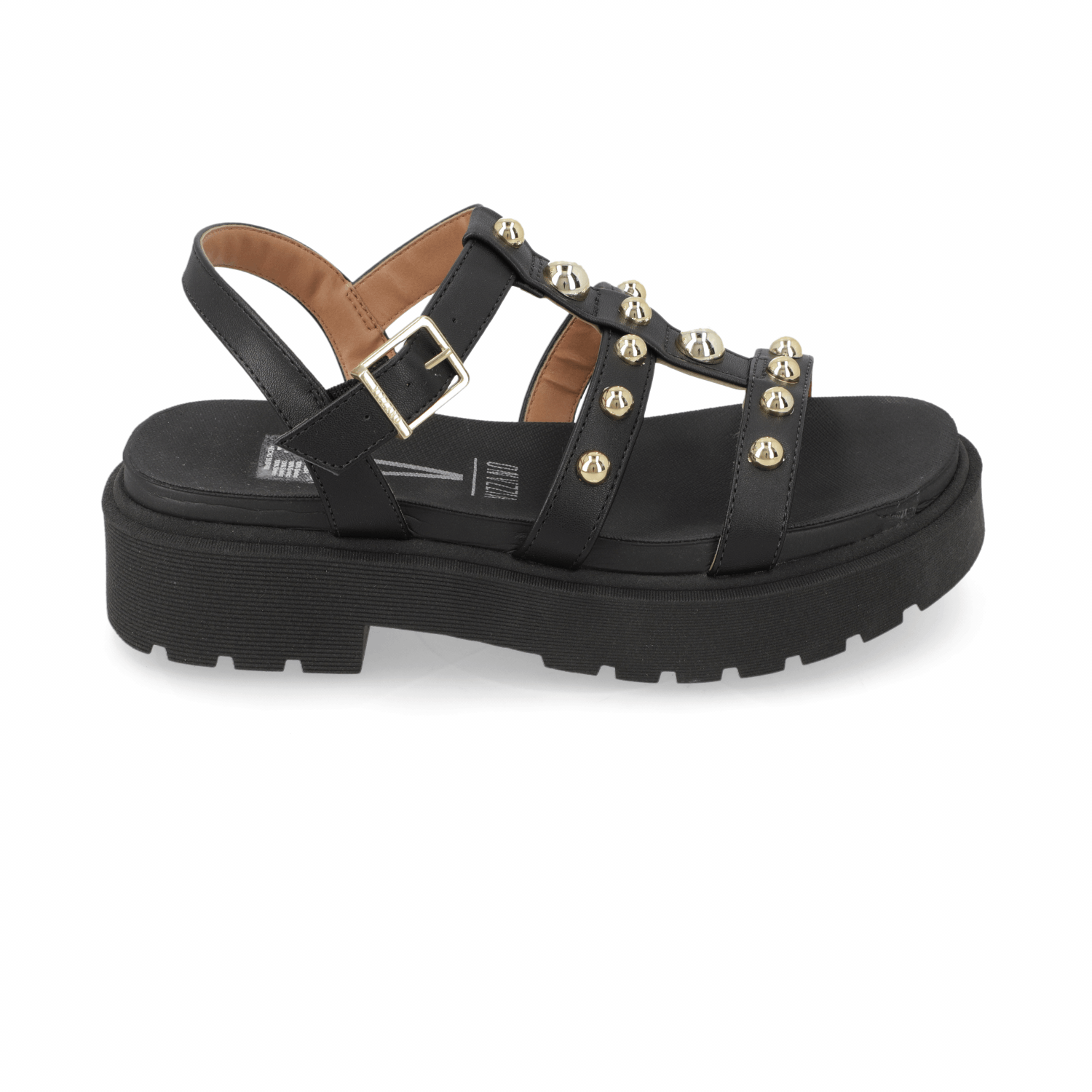 Sandalia Plataforma Negro Vizzano Ecocuero 35 / Negro