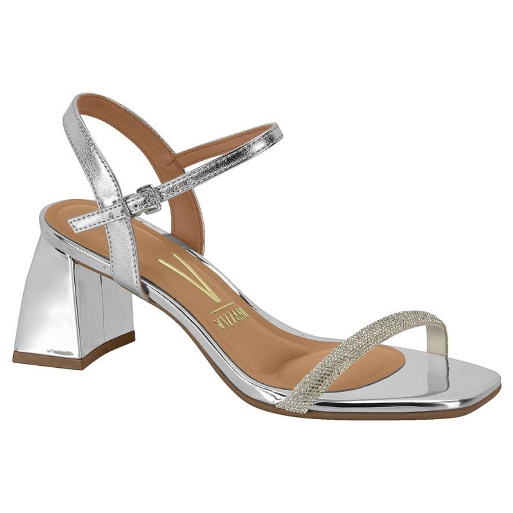 Sandalia Taco Cuadrado Vizzano Metalizado Plateado 6500-101-26666-94074