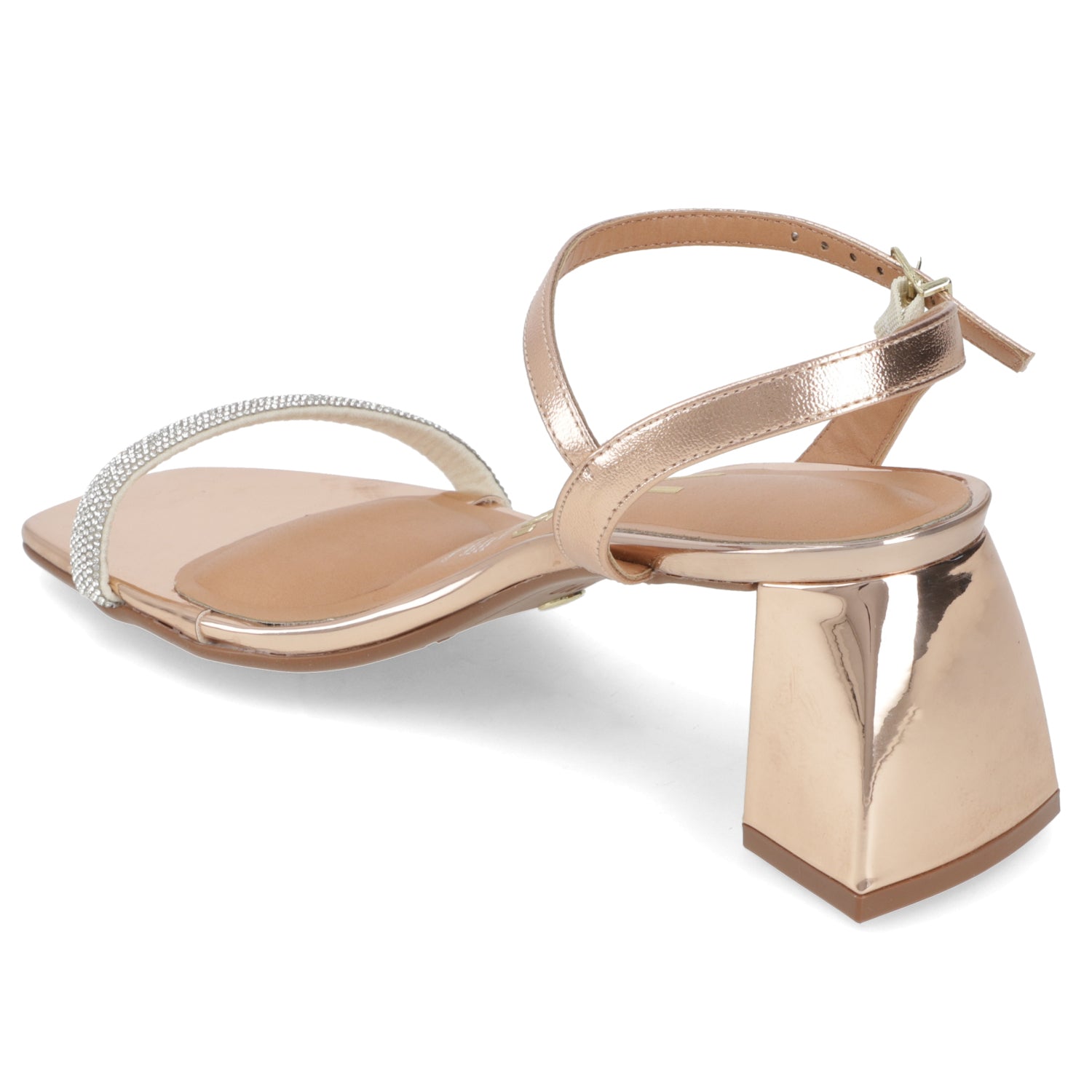 Sandalia Taco Ancho Vizzano Metalizados Oro Rosa