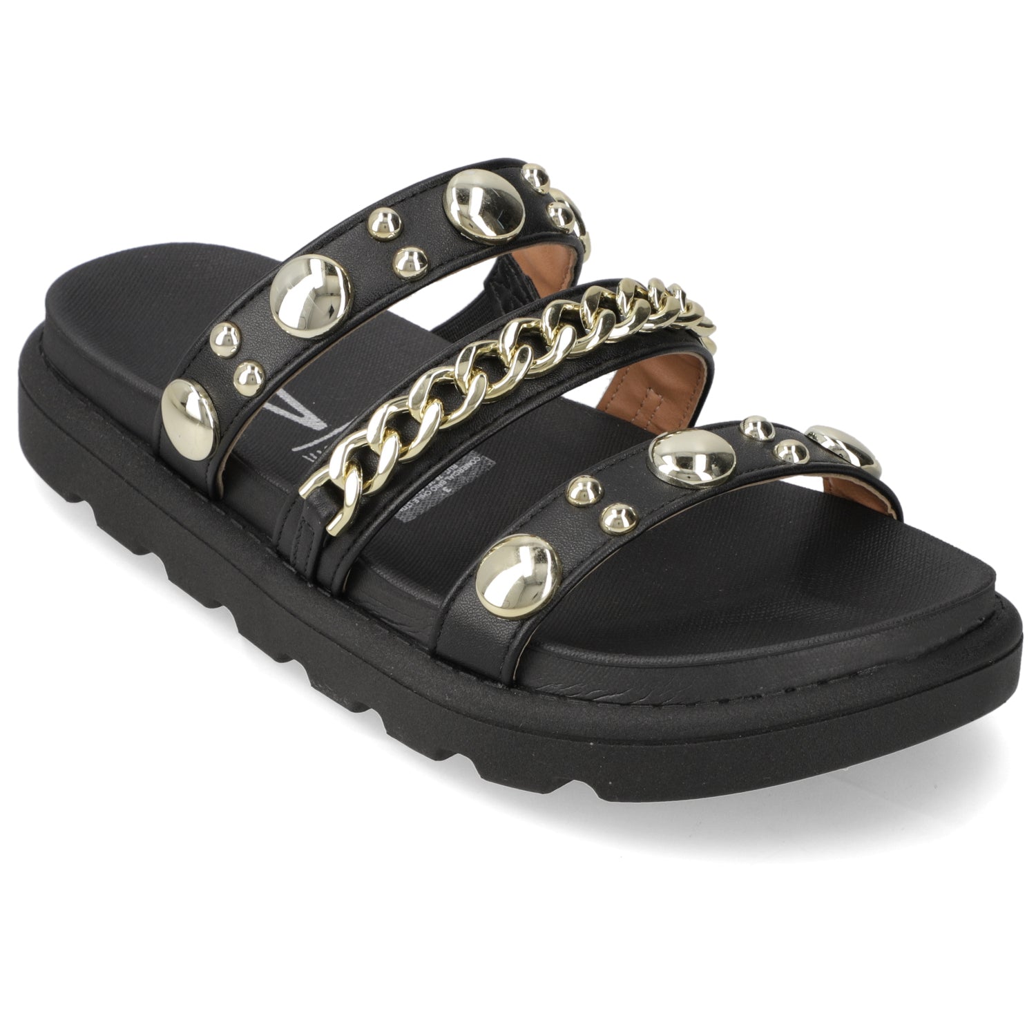 Sandalia Plana Eco Cuero Negro 35 / Negro