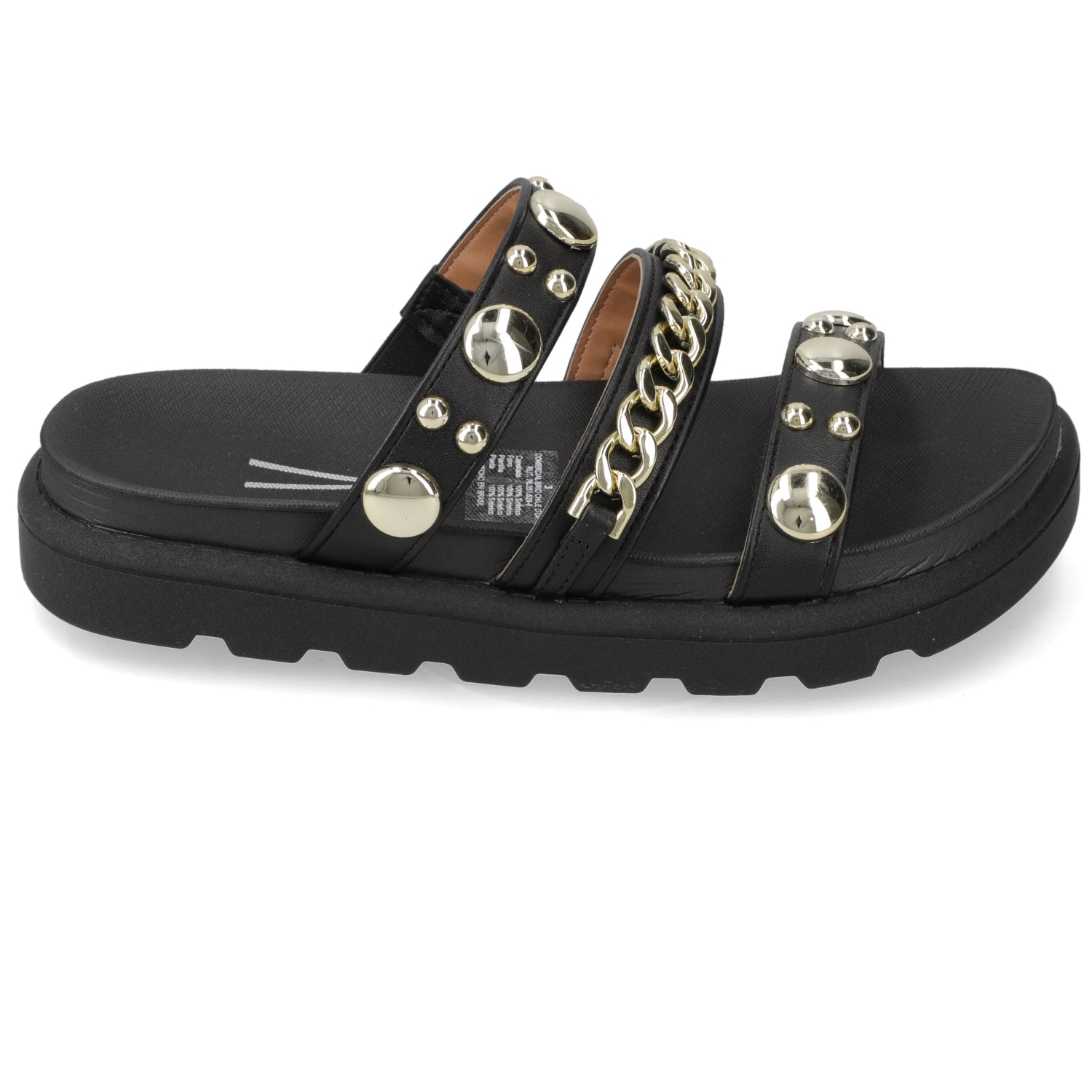 Sandalia Plana Eco Cuero Negro 35 / Negro