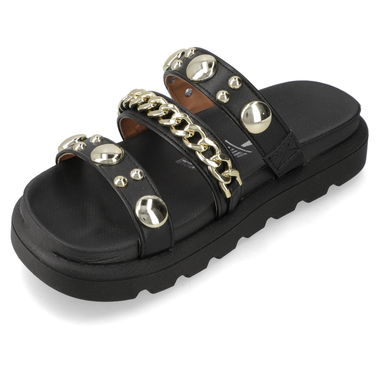 Sandalia Plana Eco Cuero Negro 35 / Negro