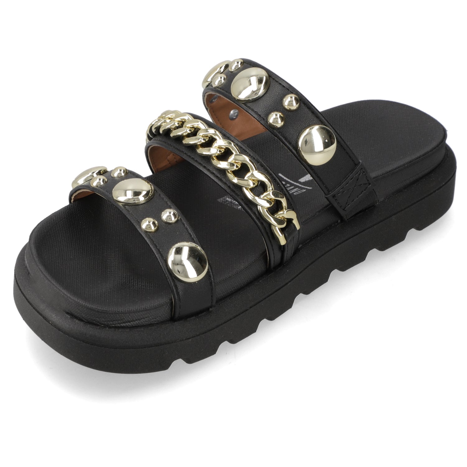 Sandalia Plana Eco Cuero Negro 35 / Negro