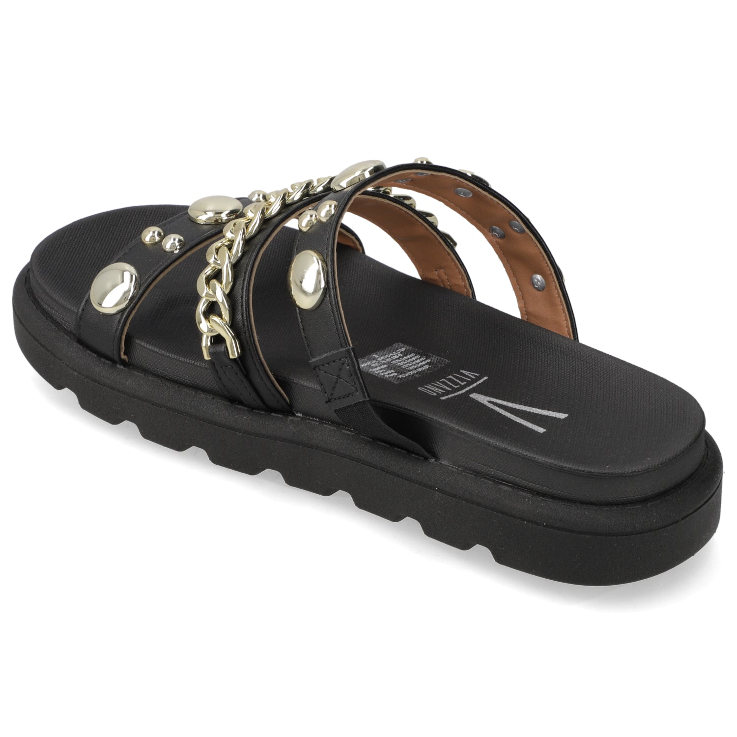 Sandalia Plana Eco Cuero Negro 35 / Negro