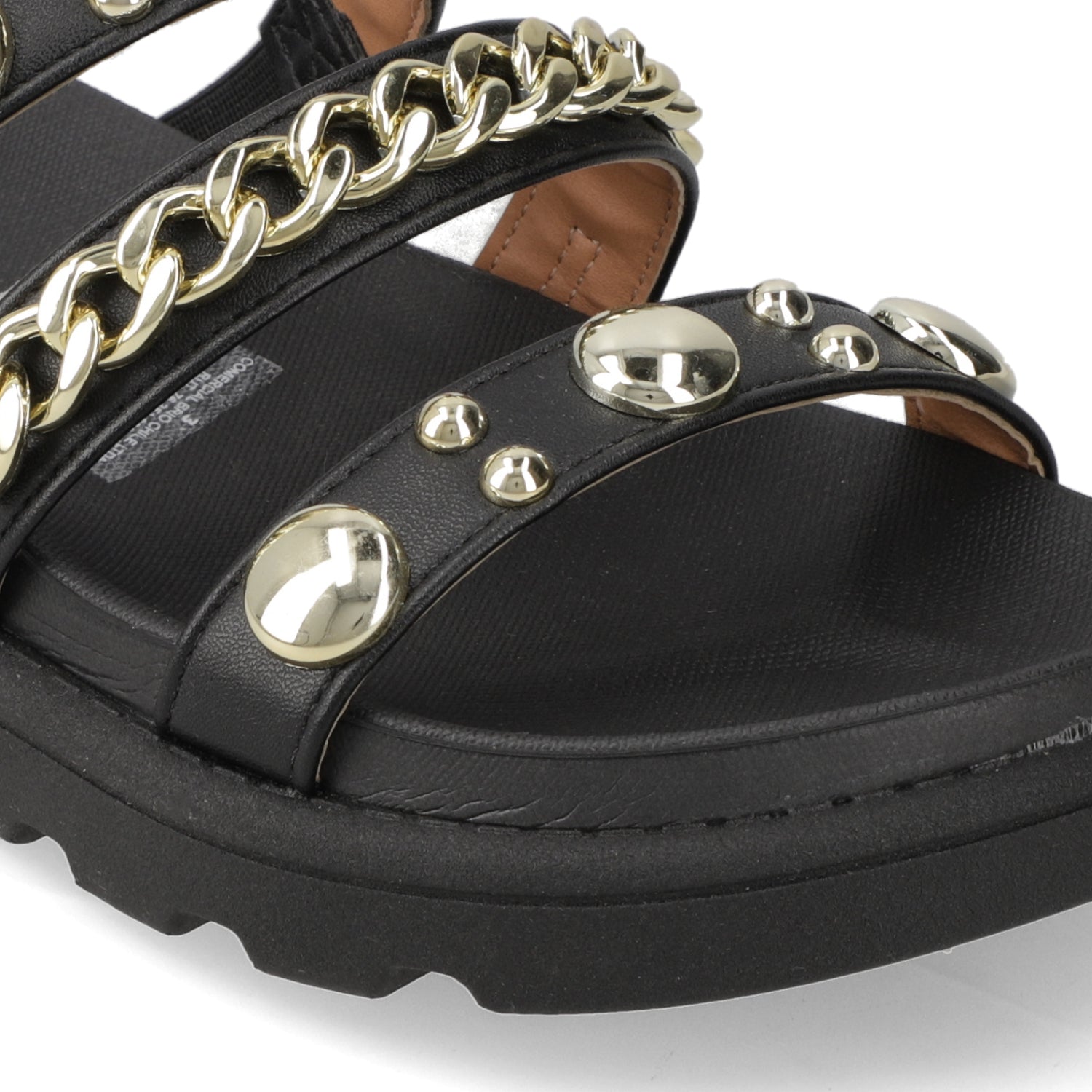 Sandalia Plana Eco Cuero Negro 35 / Negro