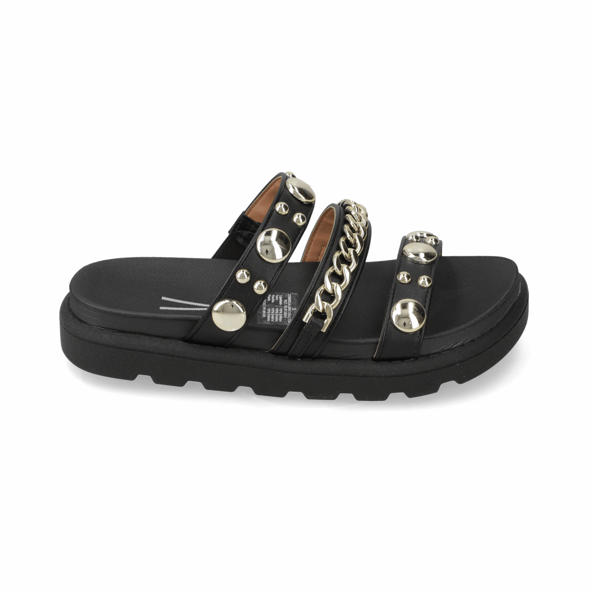 Sandalia Plana Eco Cuero Negro 35 / Negro