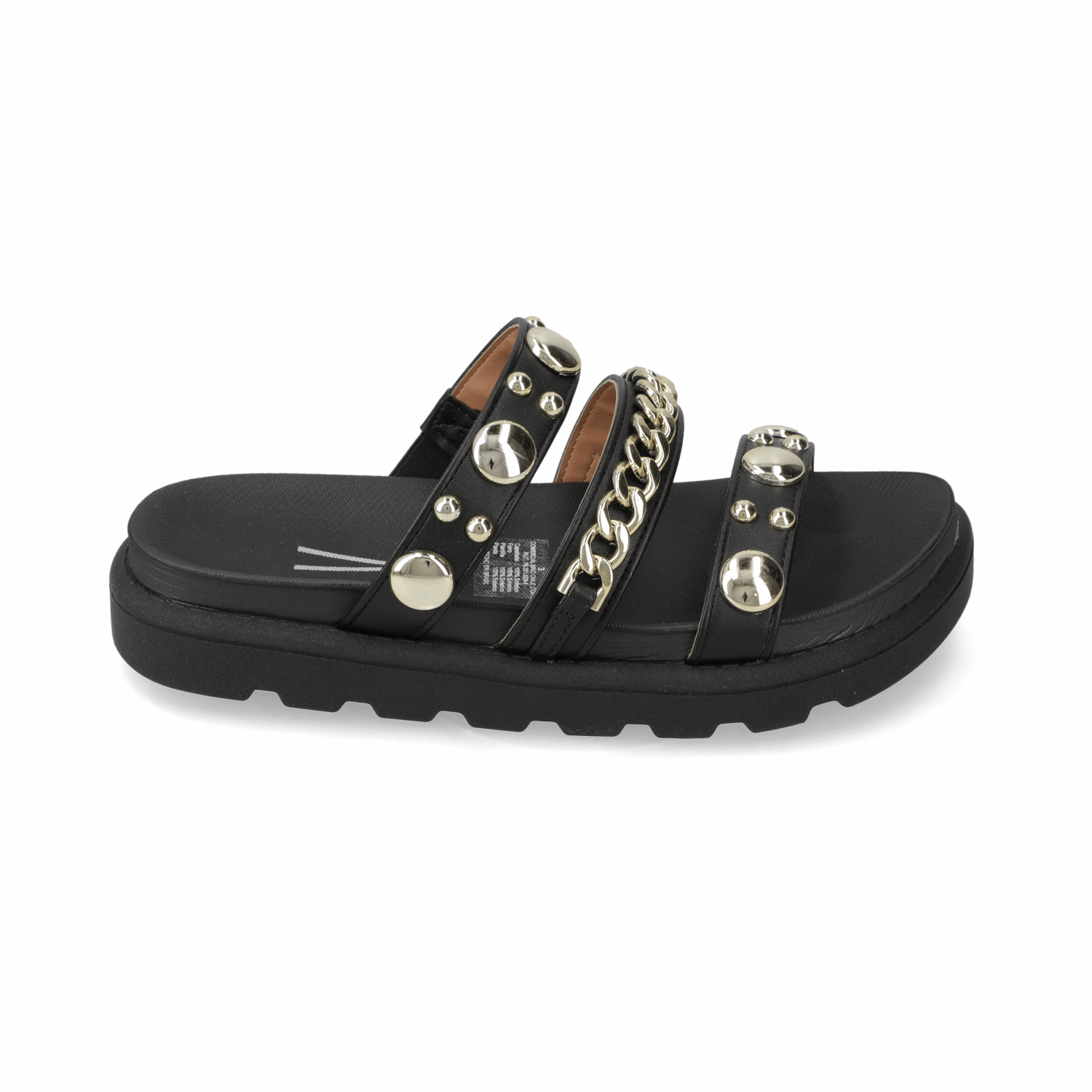Sandalia Plana Eco Cuero Negro 35 / Negro