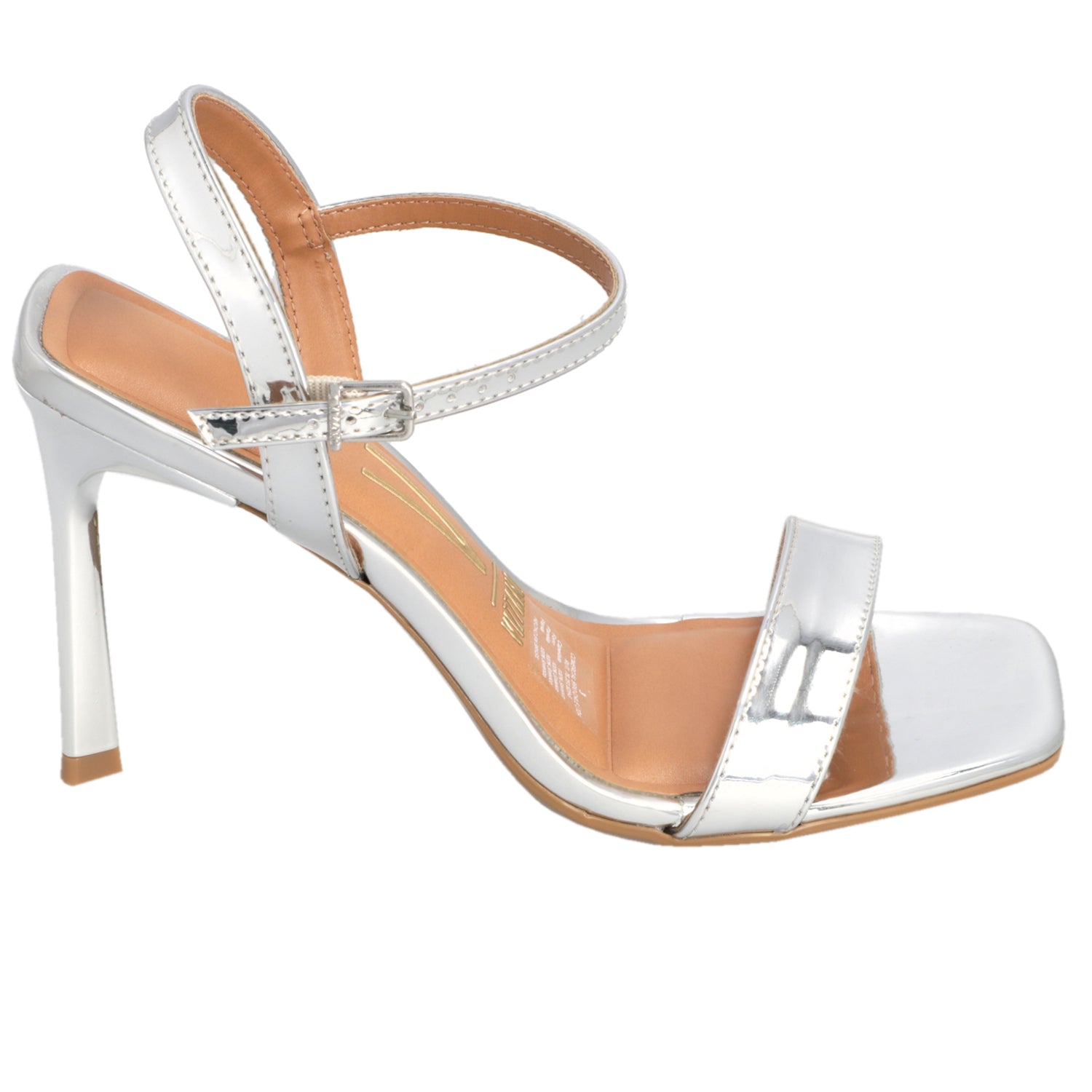 Sandalia Taco Aguja Metalizados Plateado