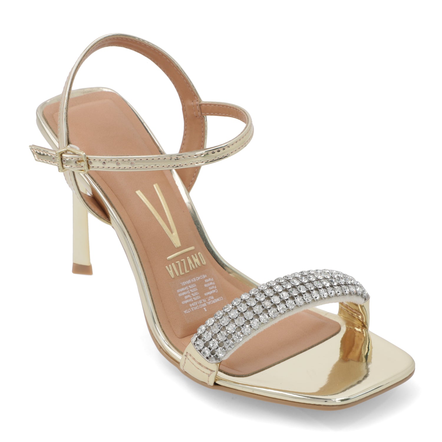 Sandalia Taco Aguja Eco Cuero Dorado 6516-203-28556-99163